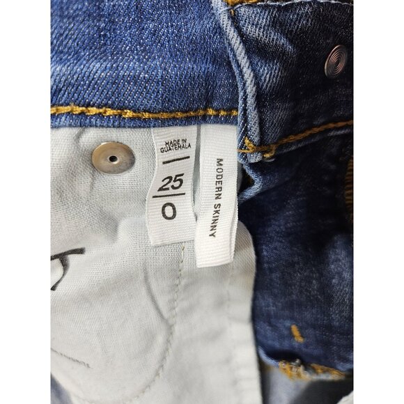 (3/$35) Ann Taylor LOFT Jeans Women 0 / 25 Blue Modern Skinny Distressed Raw Hem - Picture 8 of 14